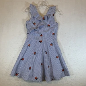 GB Girls Size 12 Blue and White Striped V-neck Dress - Picture 1 of 12