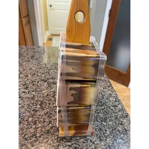 Rodolfo Padilla Drip Glazed Coffee Mugs With Wood Stand Signed Set of 6 - Picture 1 of 8