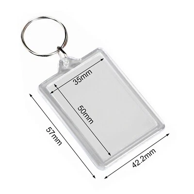 6 Pack 50x35mm Insert Clear Blank Acrylic Plastic Photo Keyrings Personalise UK - Image 1 of 4