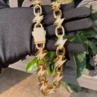 Real Gold Plated 3AAA+ CZ Ice Out Hop Hip Lightning Cuban Link Chain Necklace