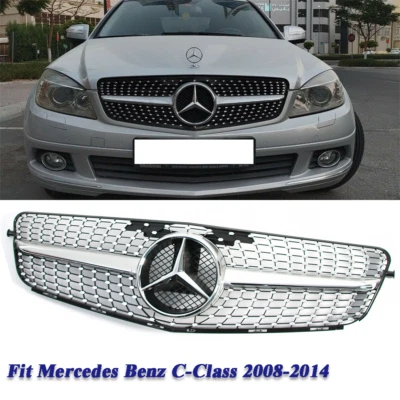 Front Bumper Grille For Mercedes Benz W204 C250 C350 C300 Grill W/Emblem 2008-14 Foto 1 de 4
