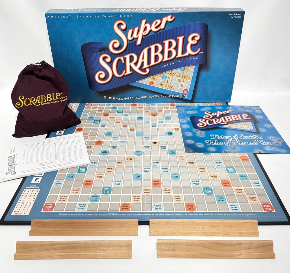 Super Scrabble Board Game 200 Tiles Winning Moves 2004 Complete - Image 1 of 4