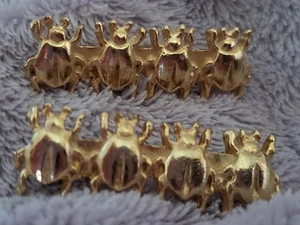 2 Broches Prendedor Barra Escarabajo Insecto Escarabajo Dorado De Colección HERMOSO Antiguo NUEVO - Imagen 1 de 4