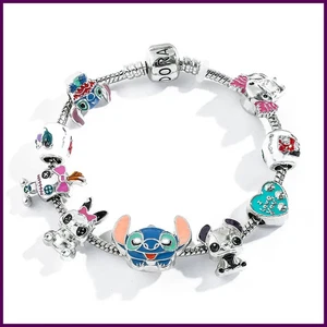 Lindo brazalete de anime Lilo and Stitch cuentas de puntada de dibujos animados cadena de mano - Imagen 1 de 24