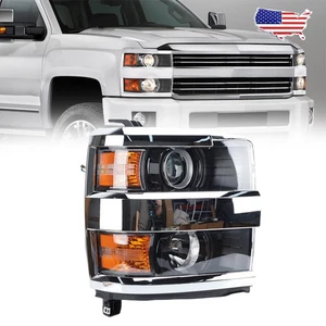 For Chevy Silverado 2500 3500 HD 2015-2018 2019 Right Chrome Headlight Passenger - Picture 1 of 22