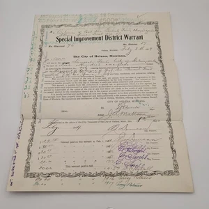 The City of Helena, Montana Special Improvement District Warrant No. 90 um 1909 - Bild 1 von 2