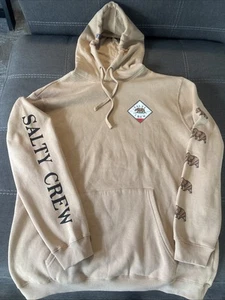 Salty California Crew Tippet Fill Fleece Pullover Hoody - Sand Color- New Tags - Foto 1 di 9