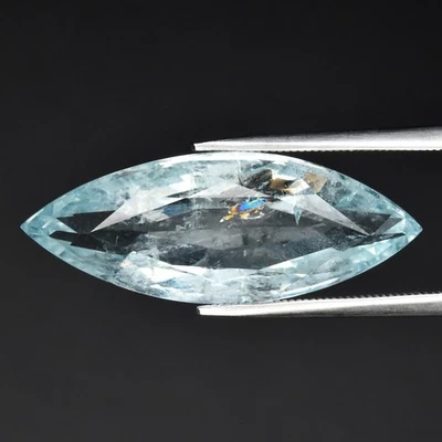 💎 13.05ct 28.5x10.8mm Marquesa Natural Azul Aguamarina - Sin Calentar, Gema Brasil Foto 1 de 4