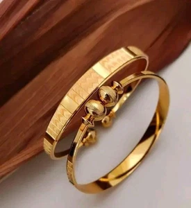 Adjustable Golden Cz Bangle Designer Bracelet For Her Beautiful Jewelry(2Pcs) - Picture 1 of 2