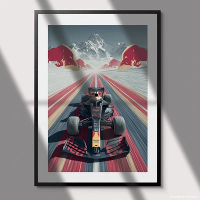 Arte de pared de coche de carreras con impresión de póster de Max Verstappen F1 Red Bull Foto 1 de 4