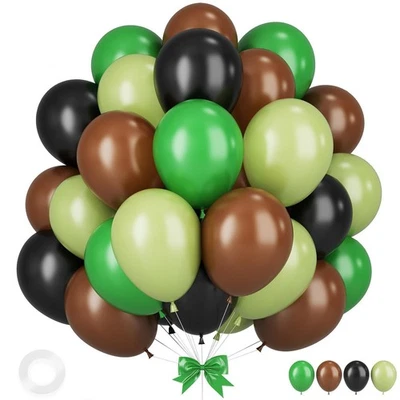 Dark Green Balloons 12 Latex for Jungle Safari, Baby Shower, Birthday Decor - Image 1 of 4
