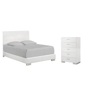 Coaster Felicity 2PC Set with Cal King Bed and Chest in white - Picture 1 of 6