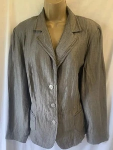 Barbara Lebek Sateen Linen Size 18 Grey Button Blazer Jacket Occasion Summer Top - Picture 1 of 12