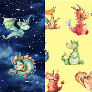Dragons! Patchwork Fabric 2 fun designs! Metres/Fat/Long/Quarters- 100% Cotton - Picture 1 of 9