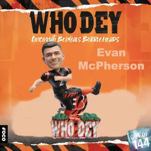 Evan McPherson Cincinnati Bengals Who Dey Bobblehead - NIB IN HAND! FOCO Ltd Ed! - Picture 1 of 6