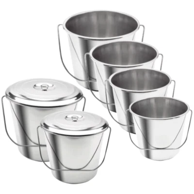 Edelstahleimer Edelstahl Eimer Industrieeimer Garteneimer Garten mit/ohne Deckel - Bild 1 von 3