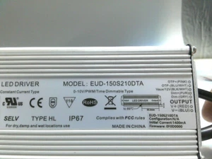 iNVENTRONICS EUD-150S210DTA 100 277Vac, 150W, 140 - 2100mA, 38-107V IP67 LED Dr - Picture 1 of 3