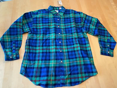 NWT VINTAGE GAP KIDS PLAID LS BLUE GREEN HEAVY FLANNEL LS SHIRT SZ XXL - Image 1 of 4