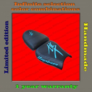 CUSTOM Design Seat Cover Suzuki GSX1300R Hayabusa 99-07 black+sky-blue 001_1 - Picture 1 of 6