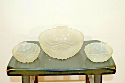 Vintage one frosted glass serving bowl two salad bowls pear shape wedding gift - Image 1 of 4