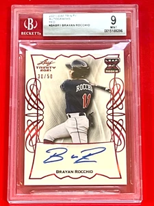 2021 LEAF TRINITY Red RC AUTO BGS 9/10  MINT BRAYAN ROCCHIO #30/50 - Picture 1 of 2