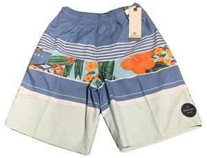 Boys Size S (10) Long RIP CURL Blue Hibiscus Swim Board Shorts *NEW* RRP $49.99 - Picture 1 of 5