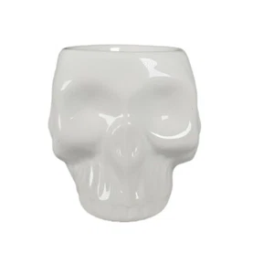 White Skull Planter Ceramic Halloween Day of the Dead Goth Fright Teen Gift - Picture 1 of 5
