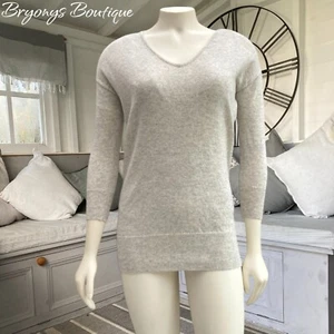 Top de punto gris mezcla de cachemir y lana HOBBS of London mangas 3/4 XS 6 8 - Imagen 1 de 13