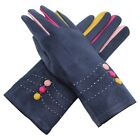 Women Fleece Gloves Cosy Ladies Buttons Pattern Touch Screen Winter Warm Gloves
