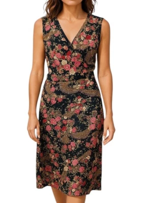 UTTAM London Wrap Dress Beaded Embroidered Flowers Size 10-12 Party Business - Bild 1 von 4