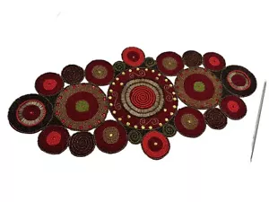 16"x31.5" Pier 1 Imports Red/Gold Beaded Medallion Centerpiece Table Runner - Picture 1 of 11