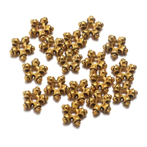 200pcs Tibetan Alloy Flower Metal Beads 5-Petal Antique Gold Loose Spacers 9x3mm - Picture 1 of 3