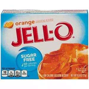 Jell-O Gelatine Dessert Mix Orangengeschmack zuckerfrei - 0,6 Oz - 12er Pack - Bild 1 von 3