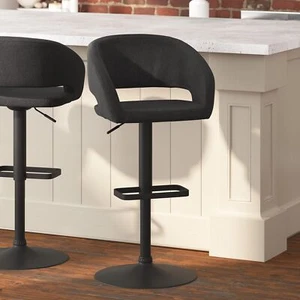 Taylor & Logan Jenna Adjustable 360 Swivel Bar Stool with Black Base in Charc... - Picture 1 of 9
