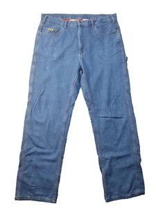 Berne Mens Blue Denim Work Pants Flannel Lined Carpenter Dungarees Size 38x34 - Picture 1 of 15