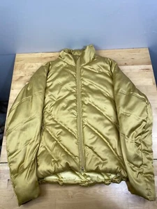 Nike Gold Down Puffer Jacket Girls L Casual Winter Hooded Full Zip 10544 - Picture 1 of 12