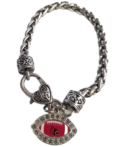 47564 Louisville Cardinals Rhinestone Football Pendant Bracelet Cover