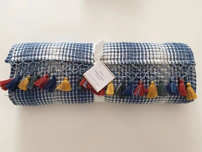 NWT Pottery Barn Quilted CYPRESS Tassel Plaid Table RUNNER 18 x 90 in - Image 1 of 4