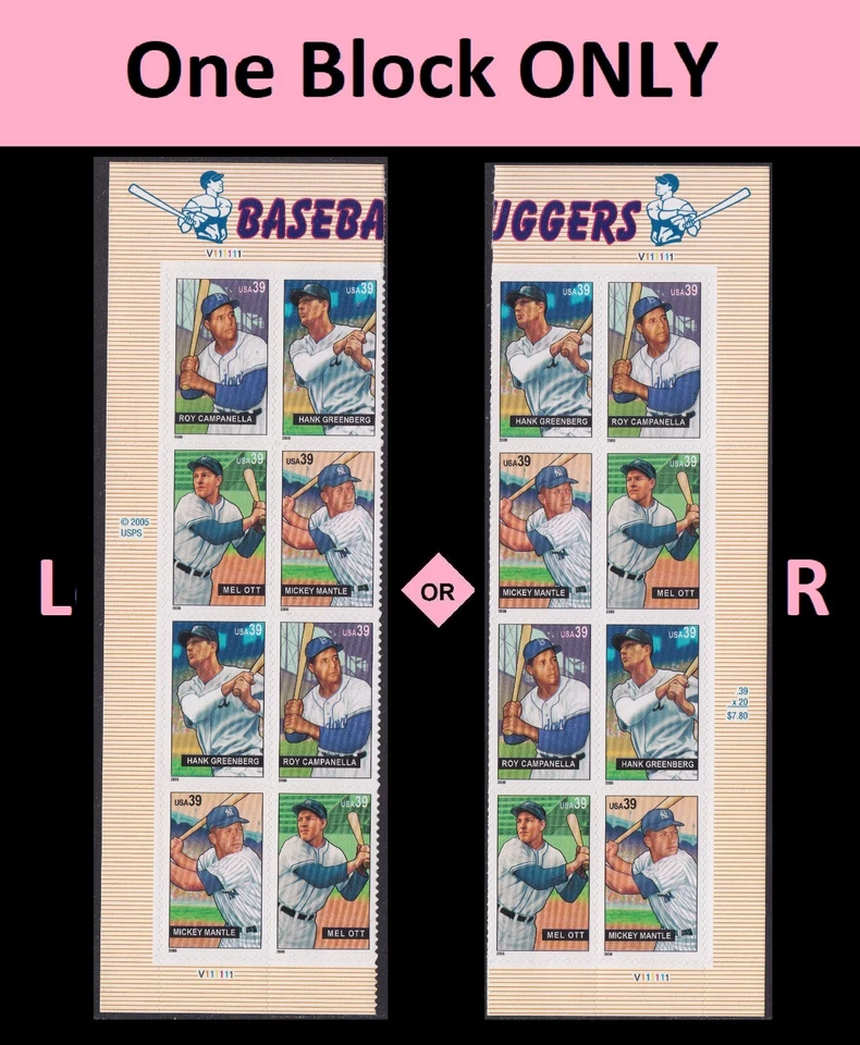US 4080-4083 4083a Baseball Sluggers 39c plate block 8 MNH 2006 - Image 1 of 1