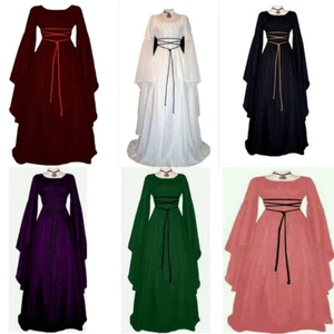 Victorian Long Dress Renaissance Women Medieval Costume Gothic Witch Fancy Dress - Picture 1 of 16