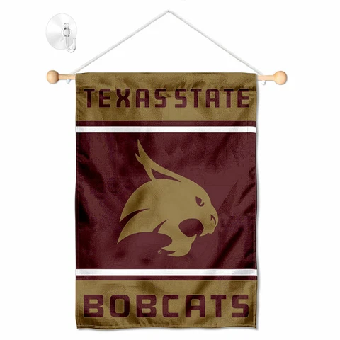 Texas State Bobcats Mini Window Banner Hanging with Suction Cup Cover