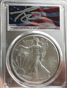 2020-S American silver eagle  Thomas Cleveland PCGS MS70 FS flag 1 of 100  - Picture 1 of 2