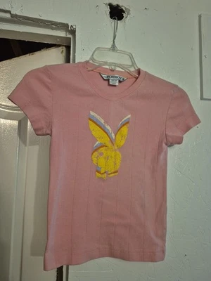 Camiseta Babydoll Y2k Rosa Claro PLAYBOY Cabeza de Conejo Retro Crackled S/M Foto 1 de 4