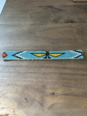 Vintage Native American Style Thunderbird Seed Beaded headband Hand Woven - Image 1 of 4