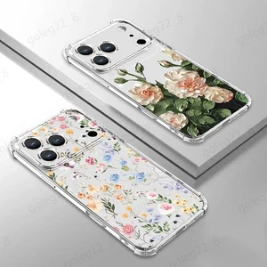 Custodia telefono trasparente motivo floreale per iPhone 17 Pro Max Air 16 15 14 cover morbida - Foto 1 di 36