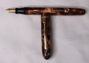 PLUMA ESTILOGRÁFICA VINTAGE EMBAJADOR ART DECO BRONCE MÁRMOL - Imagen 1 de 3