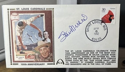 1992 GATEWAY FDC 100th ANNIVERSARY ST. LOUIS CARDINALS STAN MUSIAL AUTOGRAPHED - Image 1 of 3