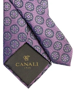 CANALI 1934 Herren 100% Seide MODERN Krawatte ITALIEN Designer Luxus Rosa Medaillons - Bild 1 von 9