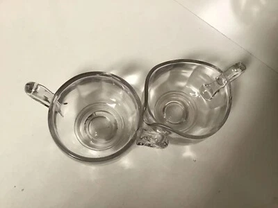 Clear Glass Cream andSugar Set, Rounded, SixSpined Sections, Scallops &Points - Image 1 of 3