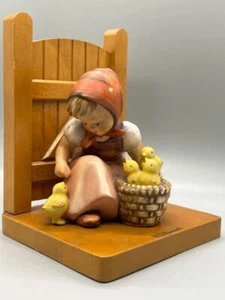 Hummel Goebel Chick Girl Book End Figurine Girl with Chicks TM2 #61/B GREAT COND - Picture 1 of 10